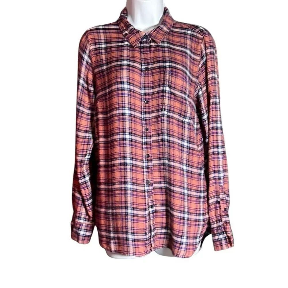 Lucky Brand Plaid Button-Down Shirt, Size Medium - Unique Back Detail!